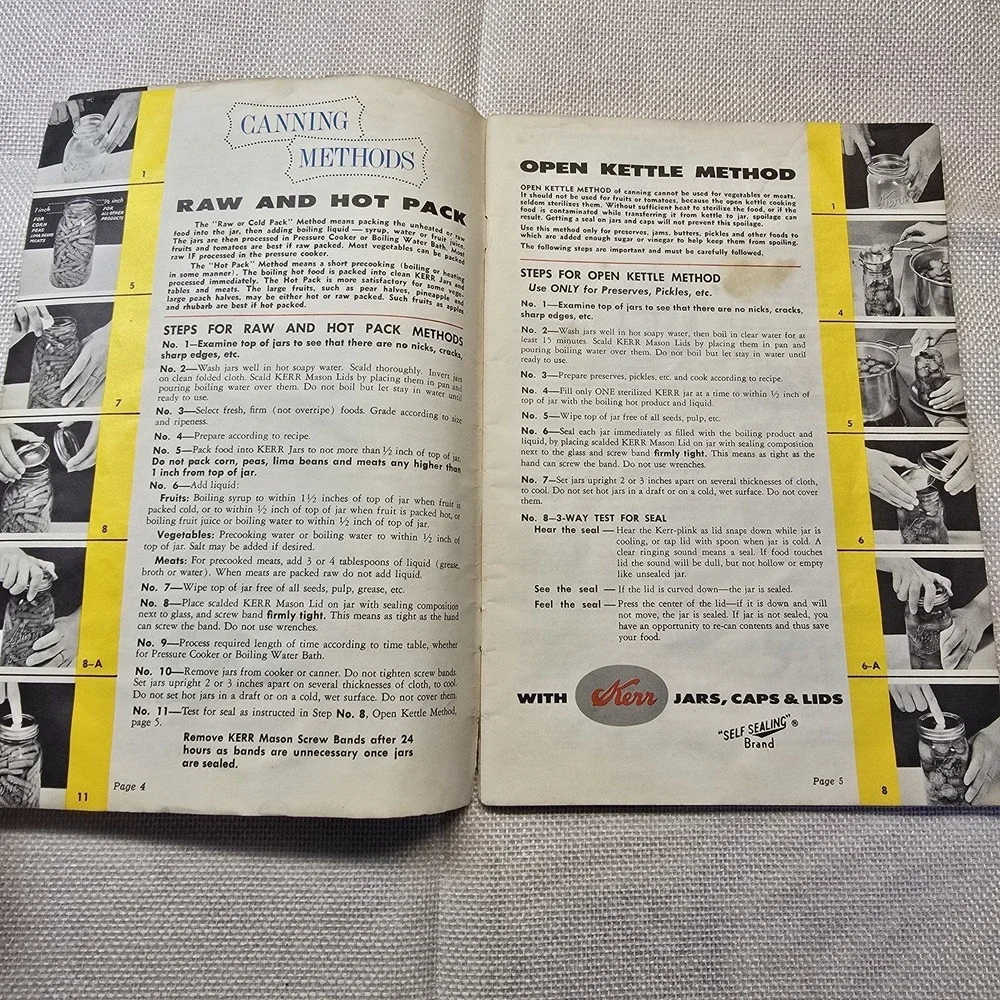 Vintage Kerr Home Canning Book Recipes Methods Jars & Lids Pamphlet 1950s‎